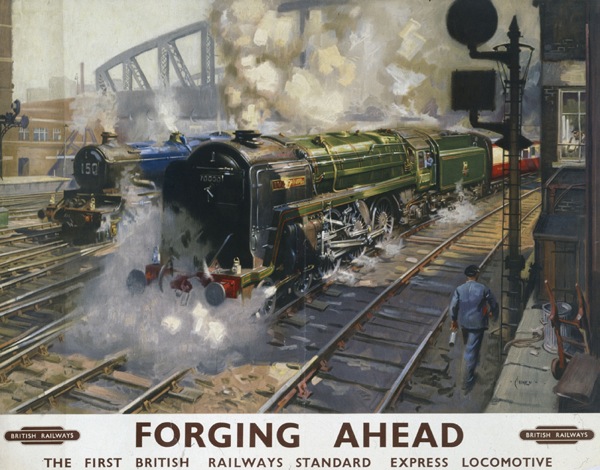 1951 British Railways poster Terence Cuneo Forging Ahead