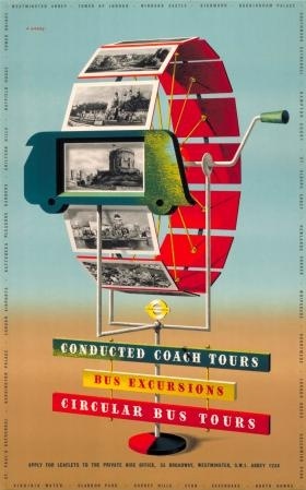 Conducted coach tours, by Abram Games, 1952  Published by London Transport