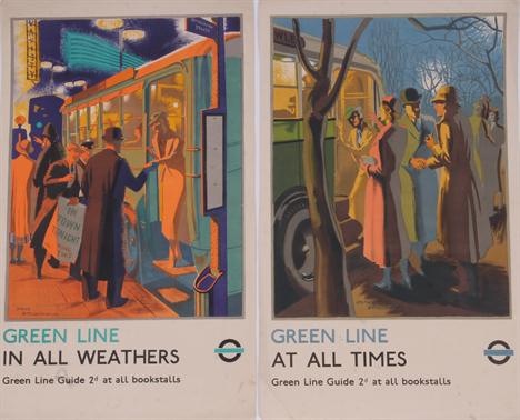 Percy Drake Brookshaw Green Line posters 1936 London Transport