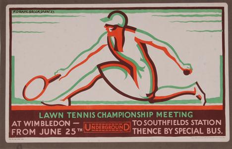 Percy Drake Brookshaw Wimbledon tennis London Transport poster 1928