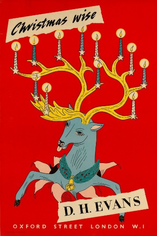 CHRISTMAS WISE D H EVANS 1946 Barbosa poster reindeer