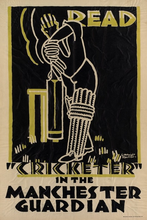 poster - READ 'CRICKETER' IN THE MANCHESTER GUARDIAN 1923 Edward McKnight Kauffer 