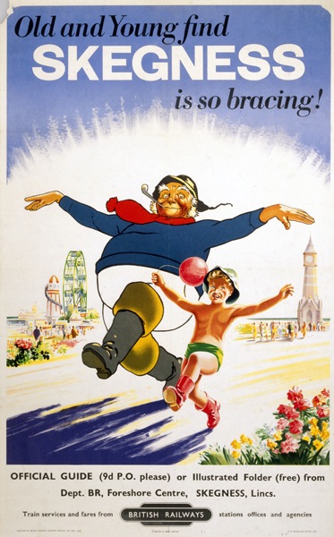 'Old and young find Skegness is so bracing British Railways poster, c 1961.