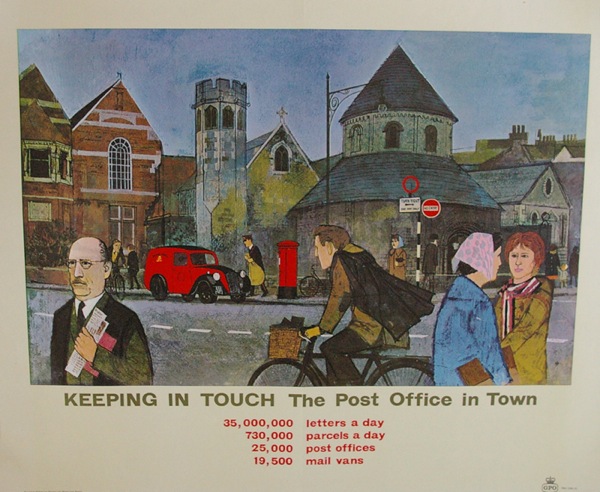 Vintage GPO poster the post office in town educational