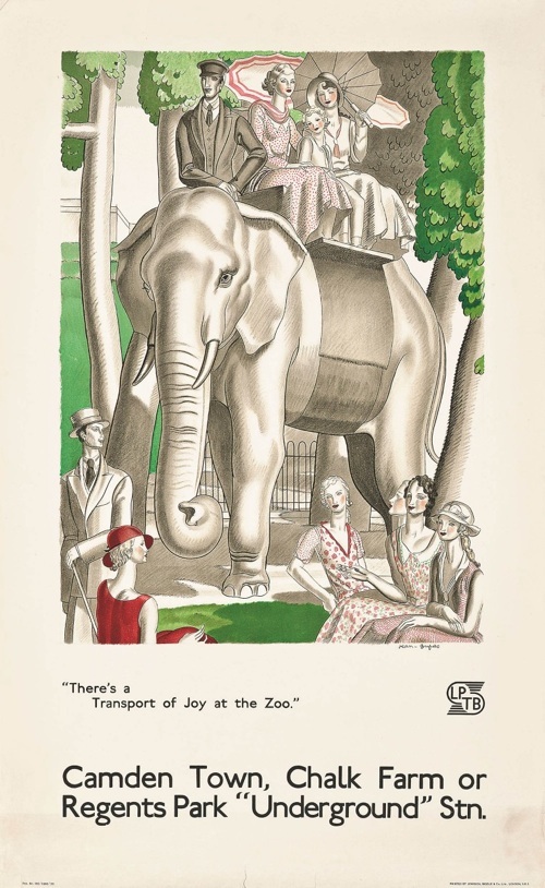 Jean Dupas (1882-1964)  THERE'S A TRANSPORT OF JOY AT THE ZOO  lithograph in colours, 1933 poster