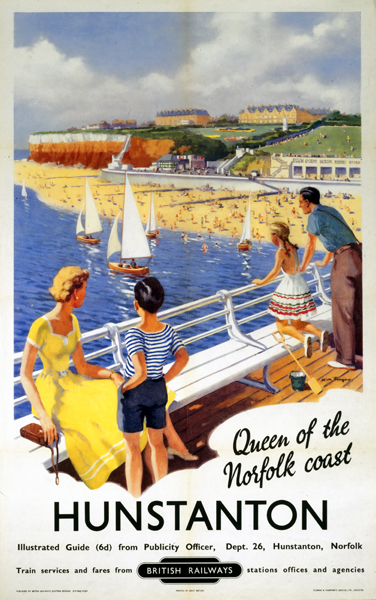 Hunstanton; Queen of the Norfolk Coast, BR (ER) poster, 1948-61 Artwork by William Fryer.