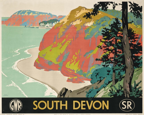 Frank Newbould (1887-1951)  SOUTH DEVON  lithograph in colours, 1946