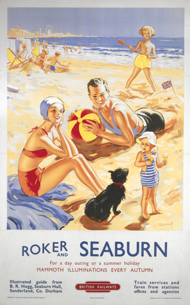 Roker and Seaburn BR poster, 1953.Artwork by Alfred Lambart (1902-1970).