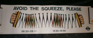 London transport 1960s bus poster Avoid the Squeeze