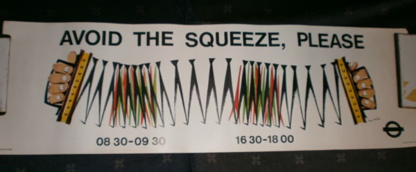London transport 1960s bus poster Avoid the Squeeze