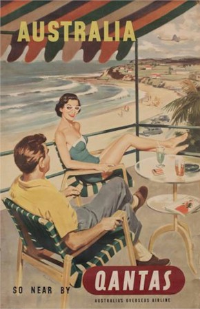 Quantas Australia travel poster c. 1950 Anonymous