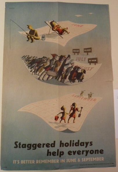 Dorrit Dekk staggered holidays World War Two home front propaganda poster