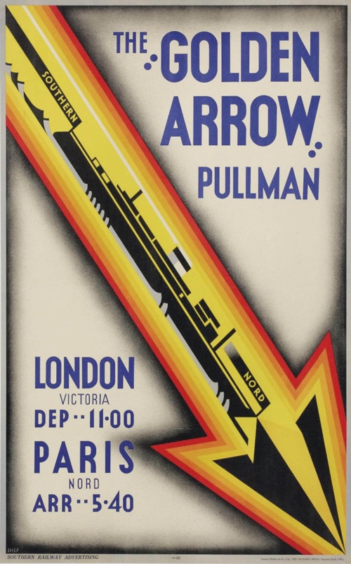 Charles Shephard (1892-)  THE GOLDEN ARROW, PULLMAN  lithograph in colours, 1931