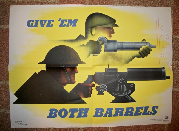 Jean carlu give em both barrels poster world war two american
