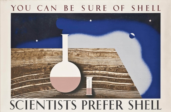 Tom Eckersley (1914-1997) & Eric Lombers (1914-1978)  SCIENTISTS PREFER SHELL  lithograph in colours, 1938