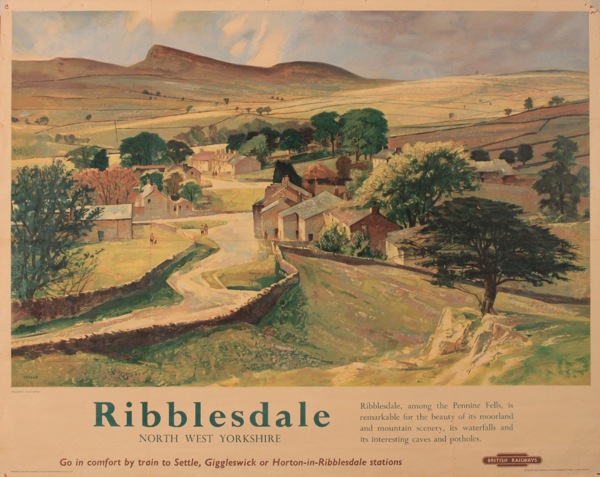 ohn Greene RibblesdaleStainforth near Settle, original poster printed for BR (LMR) by Wood Roselaar circa 1960