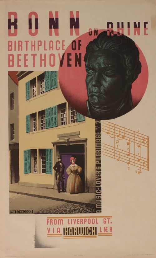Austin Cooper (1890-1964) Bonn on Rhine The birthplace of Beethoven, original poster printed for LNER by Ben Johnson circa 1930