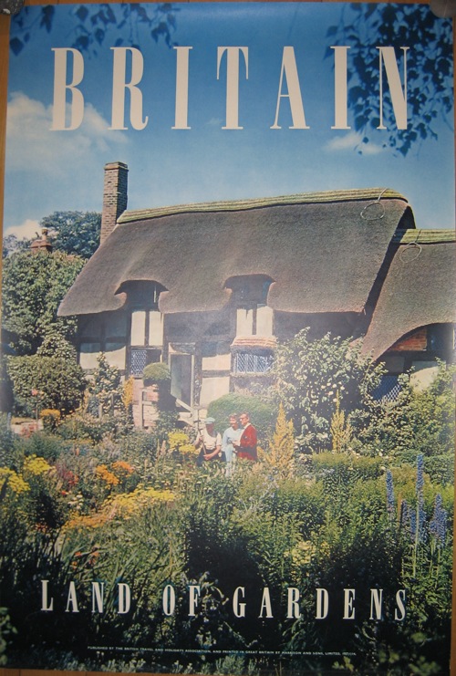 Britain Land of Gardens poster for American tourism early 1950s