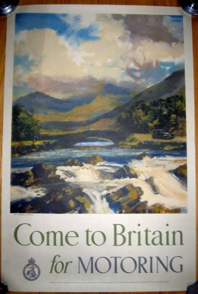 Come to Britain for motoring vintage tourist poster