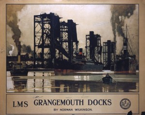 ‘Grangemouth Docks’, LMS poster, Norman Wilkinson industrial