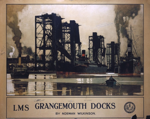 ‘Grangemouth Docks’, LMS poster, Norman Wilkinson industrial