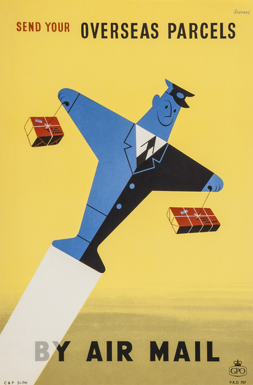 STEVENS, Harry (1919-2008) BY AIR MAIL. GPO lithograph in colours, 1951,  poster