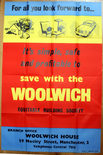 Woolwich Building Society Manchester branch 1950s poster