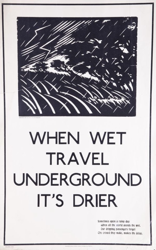 London Underground poster, 'When Wet Travel Underground It's Drier', 1922, by Cecil Dillon McGurk
