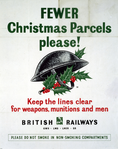 Fewer parcels World War two christmas poster british railways