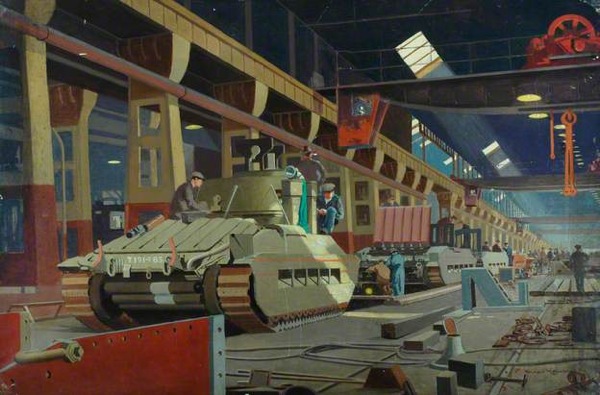 Norman Wilkinson Building Matolda Tanks at Horwich LMS At War NRM