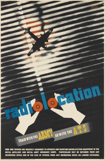 ABRAM GAMES (1914-1996) RADIOLOCATION. 1941. World war two poster