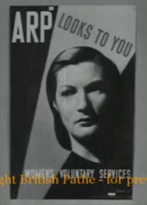 Early ARP poster woman from Pathe newsreel
