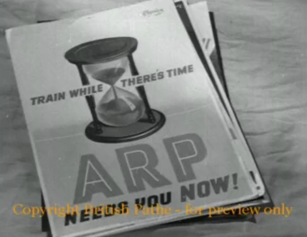 ARP egg timer poster from Pathe newsreel