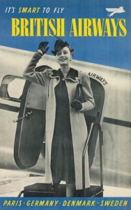 DESIGNER UNKNOWN IT'S SMART TO FLY BRITISH AIRWAYS. Circa 1938. travel poster