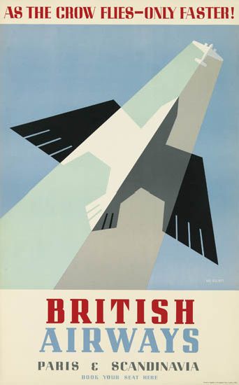 THEYRE LEE-ELLIOTT (1903-1988) BRITISH AIRWAYS / PARIS & SCANDINAVIA. 1938. Travel poster