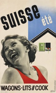WALTER ALLNER (1909-2006) SUISSE ÉTÉ / WAGONS - LITS // COOK. travel poster
