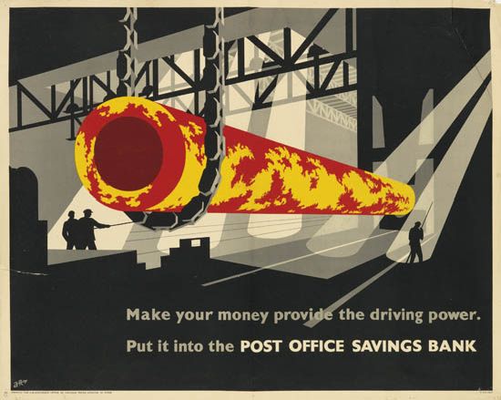 A.R. (MONOGRAM UNKNOWN) POST OFFICE SAVINGS BANK. Circa 1942. poster