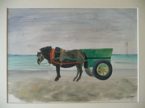 Barbara Jones watercolour of horse on beach