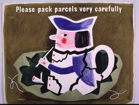 Tom Eckersley toby jug please pack parcesl carefully GPO poster