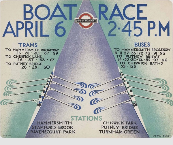 Herry (Heather) Perry (1893-1962)  BOAT RACE  lithograph in colours, 1935