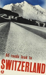 HERBERT MATTER (1907-1984) ALL ROADS LEAD TO SWITZERLAND. 1935 travel poster