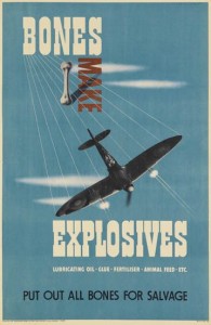 REGINALD MOUNT (1906-1979) BONES MAKE EXPLOSIVES. Circa 1944. world war two poster