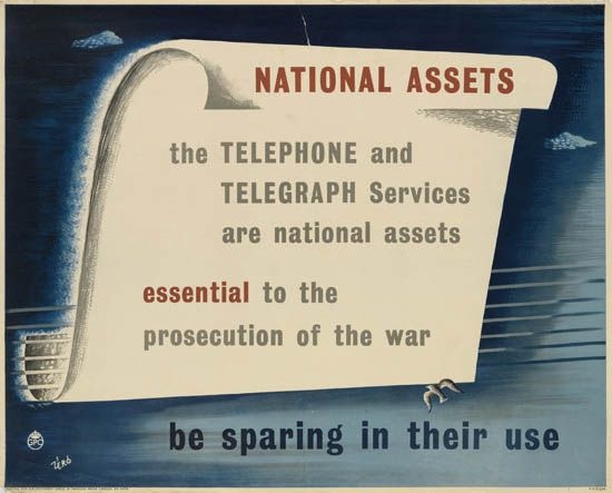 ZERO (HANS SCHLEGER, 1898-1976) NATIONAL ASSETS / BE SPARING IN THEIR USE. Circa 1940. GPO poster