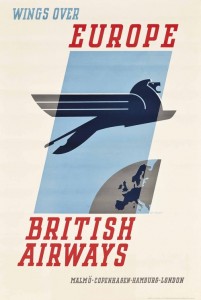Theyre Lee-Elliot (1903-1988) WINGS OVER EUROPE, BRITISH AIRWAYS lithograph in colours, 1946