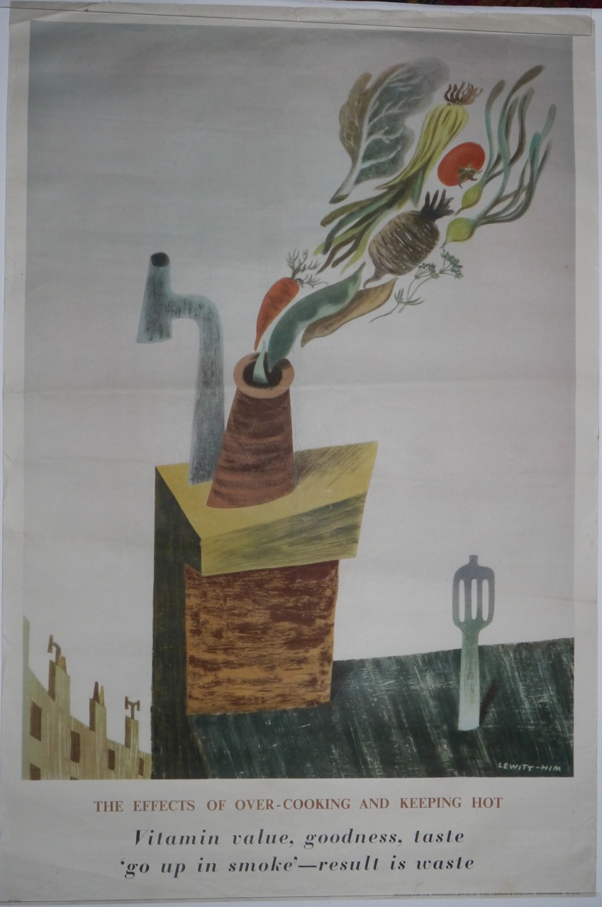 Lewitt HIm The effects of over-cooking and keeping hot vintage world war two food poster