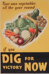 Norman Wilson (dates unknown) Dig for Victory, original WW2 poster printed for HMSO by Chromoworks c.1940 propaganda poster