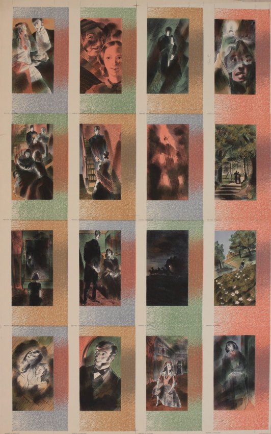 Barnett Freedman (1901-1958) Wuthering Heights (16 plates) , Jane Eyre (16 plates) and Anna Karenina (16 plates), proof uncut lithograph sheets for illustrations from Heritage Press NY 1952,