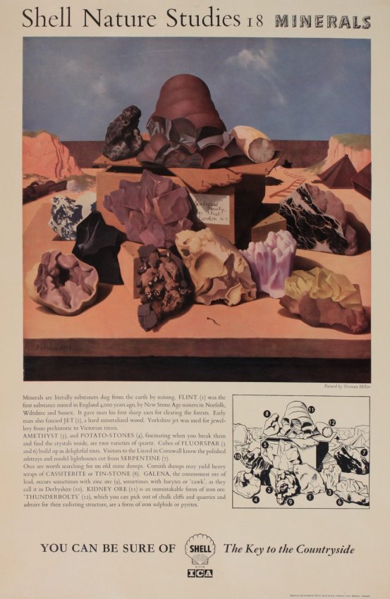Tristram Hiller shell guide to minerals educational poster