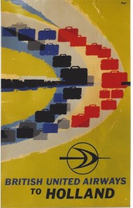 HAns Unger travel poster British United Airlines to Holland