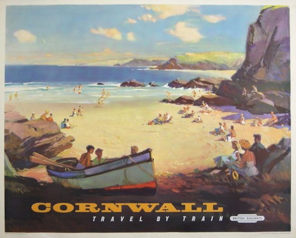 L A Wilcox (Lesley Arthur 1904-1982) Cornwall Travel by Train, original poster printed for BR(WR) by Jordison 1960 BR poster